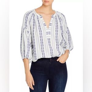 Velvet by Graham & Spencer Brandi 100% Cotton Printed Peasant Top, size S